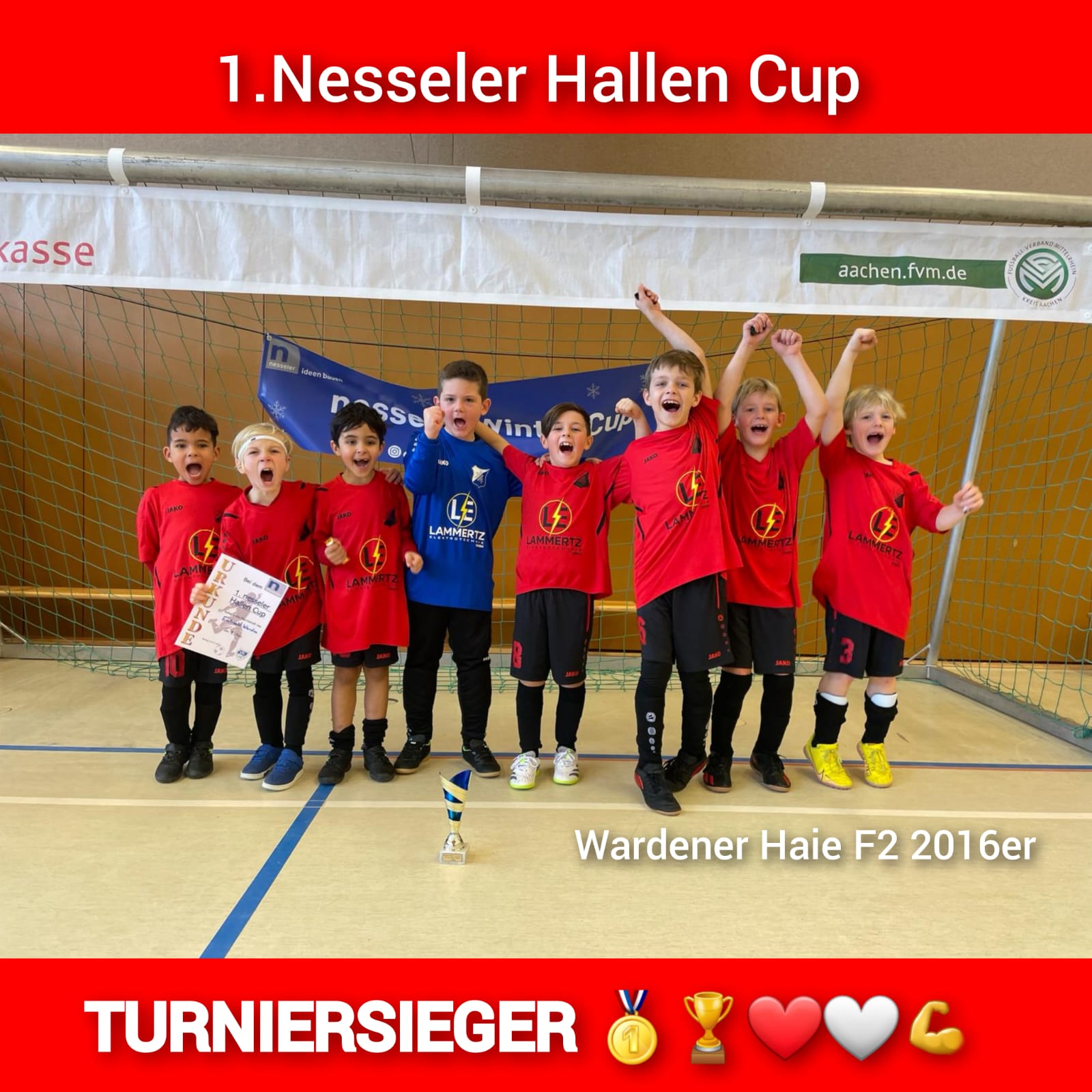 Ungeschlagen – Wardener Haie F2 – Turniersieger beim 1.Nesseler Hallen Cup