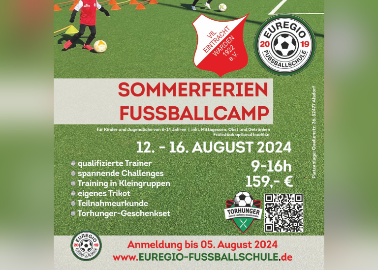 Sommerferien Fussballcamp 2024<br>
jetzt Tickets sichern.